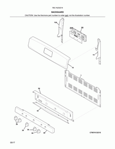 Backguard Diagram and Parts List for 79074233314  Kenmore Range