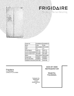 01 - COVER Diagram and Parts List for FGUS2632LP2  Frigidaire Refrigerator