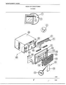 Room Air Conditioner Diagram and Parts List for 5144000  Frigidaire Air Conditioner