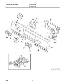 Backguard Diagram and Parts List for CGEH3047VFE  Electrolux Range