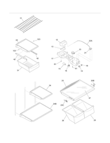 Shelves Diagram and Parts List for FGHT1834KB9  Frigidaire Refrigerator