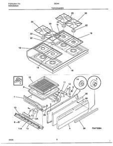 Top/drawer Diagram and Parts List for 283447D  Frigidaire Range