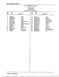 Console And Controls Page 2 Diagram and Parts List for 6389-80B  Frigidaire Washer