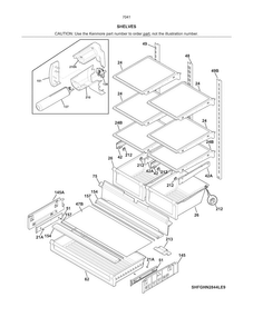 Shelves Diagram and Parts List for 2537041341A  Kenmore Refrigerator
