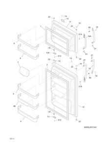Doors Diagram and Parts List for FFHI1817LS9  Frigidaire Refrigerator