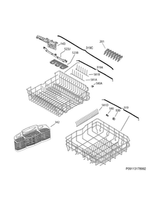 Racks Diagram and Parts List for FGID2474QB0A  Frigidaire Dishwasher