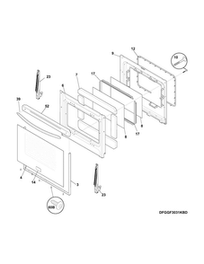 Door Diagram and Parts List for FGGF3032MBE  Frigidaire Range
