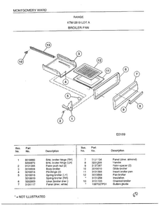 Range-broiler Pan Diagram and Parts List for 2819A  Frigidaire Range
