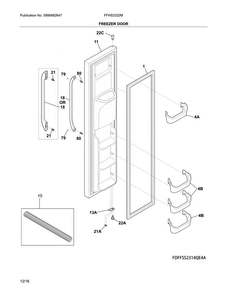 Freezer Door Diagram and Parts List for FFHS2322MSLA  Frigidaire Refrigerator