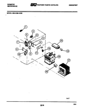 04 - Transformer Diagram and Parts List for 856-2288-10 02 Frigidaire Microwave