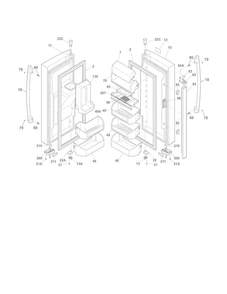 Fresh Food Doors Diagram and Parts List for FPHB2899LFC  Frigidaire Refrigerator