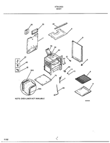 Body Diagram and Parts List for 2833  Frigidaire Range
