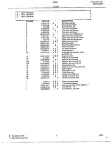 Door Page 2 Diagram and Parts List for 484440A  Frigidaire Range