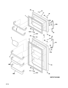 Doors Diagram and Parts List for FFHT1621QS1  Frigidaire Refrigerator