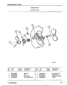 Dishwasher Page 2 Diagram and Parts List for 1041-002A  Frigidaire Dishwasher
