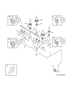 Burner Diagram and Parts List for FGDS3065PFD  Frigidaire Range