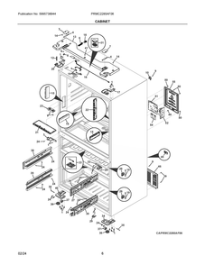 Cabinet Diagram and Parts List for PRMC2285AF06  Frigidaire Refrigerator