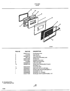 Door Diagram and Parts List for 2853  Frigidaire Range