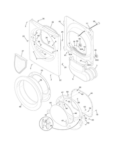 Front Panel/lint Filter Diagram and Parts List for FASG7074NR2  Frigidaire Dryer