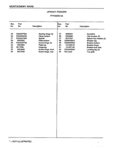 Upright Freezer Page 4 Diagram and Parts List for 45059A  Frigidaire Freezer