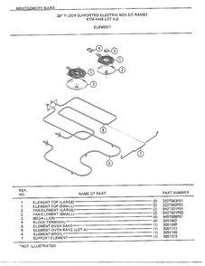 30" Floor/element Diagram and Parts List for 4448B  Frigidaire Range