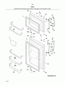 Doors Diagram and Parts List for 25370819710  Kenmore Refrigerator