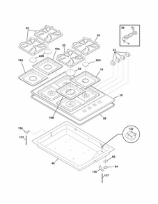 Maintop Diagram and Parts List for 79032413900  Kenmore Cooktop