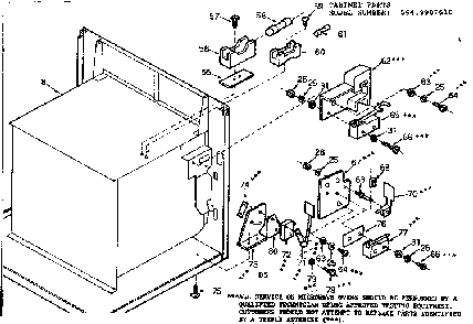 Cabinet Parts Diagram and Parts List for 5649907610  Kenmore Microwave