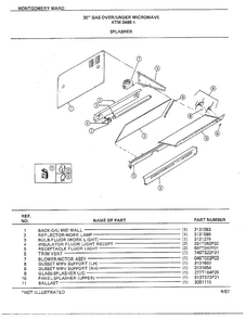 30" Gas Over/under Splasher Diagram and Parts List for 3488A  Frigidaire Range