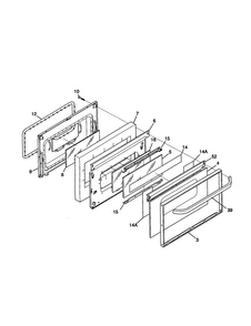 Door Diagram and Parts List for FGF354BGWD  Frigidaire Range