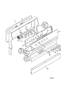 Backguard Diagram and Parts List for FEF305PHTB  Frigidaire Range
