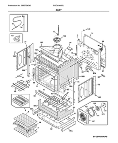 Body Diagram and Parts List for FGEW3066UDC  Frigidaire Wall Oven