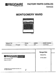 Factory Parts Catalog-range-gas Diagram and Parts List for 2853  Frigidaire Range