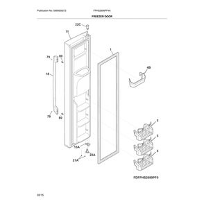 Freezer Door Diagram and Parts List for FPHS2699PF4A  Frigidaire Refrigerator
