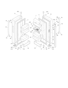 Fresh Food Doors Diagram and Parts List for E23BC68JPS9  Electrolux Refrigerator