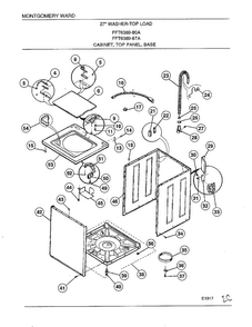 Cabinet, Top Panel, Base Diagram and Parts List for 6389-80A  Frigidaire Washer