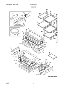 Shelves Diagram and Parts List for E23BC79SPS7  Frigidaire Refrigerator
