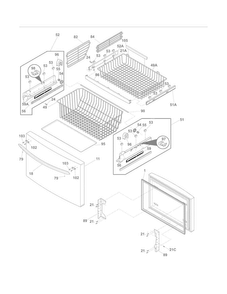 Freezer Drawer - Basket Diagram and Parts List for FGHF2344MF5  Frigidaire Refrigerator