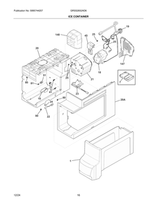 Ice Container Diagram and Parts List for GRSS2652AD6  Frigidaire Refrigerator