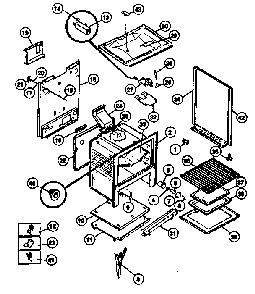 Cabinet Diagram and Parts List for 30-4988-10 01 Tappan Range