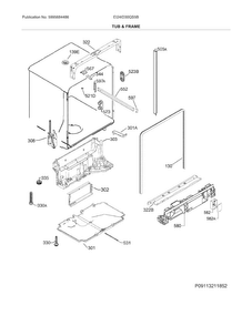 Tub & Frame Diagram and Parts List for EI24ID30QS5B  Electrolux Dishwasher
