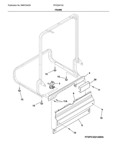 Frame Diagram and Parts List for FFCD2413UW4A  Frigidaire Dishwasher