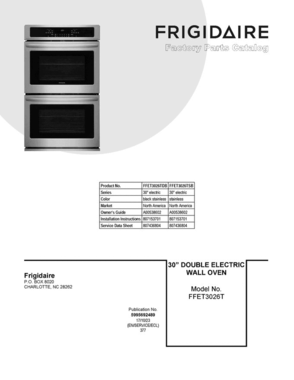01 - Cover Sheet Diagram and Parts List for FFET3026TSB  Frigidaire Wall Oven