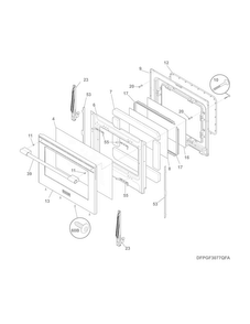 Door Diagram and Parts List for FPGF3077QFA  Frigidaire Range