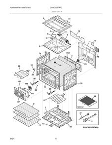 Lower Oven Diagram and Parts List for GCWD3067AFC  Frigidaire Wall Oven