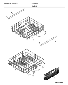 Racks Diagram and Parts List for FFCD2413US1A  Frigidaire Dishwasher