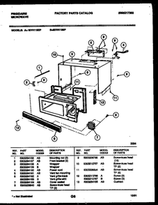 Wrapper And Body Parts Diagram and Parts List for MVH1199P  Frigidaire Microwave
