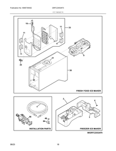 Ice Maker Diagram and Parts List for GRFC2353AF3  Frigidaire Refrigerator