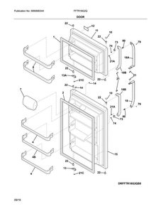 Door Diagram and Parts List for FFTR18G2QW5A  Frigidaire Refrigerator