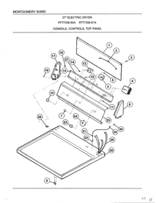 Electric Dryer/console-controls-top Panel Diagram and Parts List for 7338A  Frigidaire Dryer